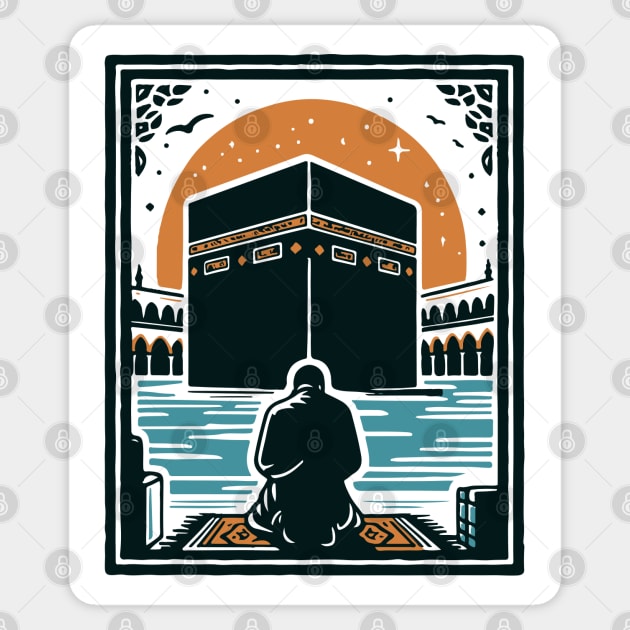 Praying in front of the Kaaba - Mecca Sticker by Yaydsign